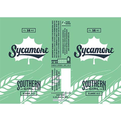 Sycamore Southern Girl Blonde Ale (Strawberry, Honey Dew) by Sycamore Brewing, beer label