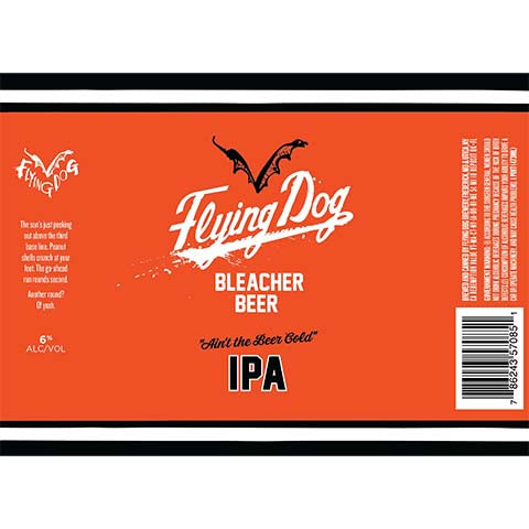 Flying Dog Bleacher Beer IPA by Flying Dog Brewery, beer label