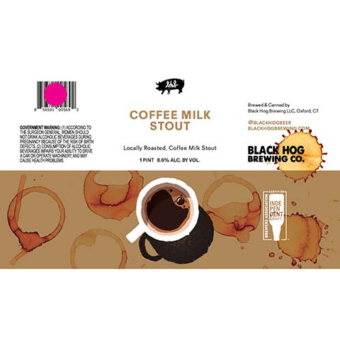 Black Hog Coffee Milk Stout by Black Hog Brewing Co, beer label