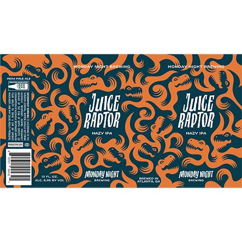 Monday Night Juice Raptor Hazy IPA by Monday Night Brewing, beer label