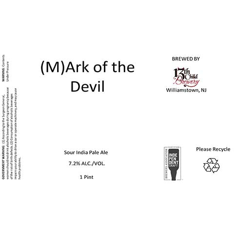 13th Child (M)Ark of the Devil Sour IPA by 13th Child Brewery, beer label