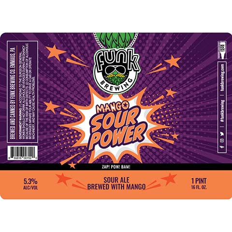 Funk Mango Sour Power Sour Ale by Funk Brewing Company, beer label