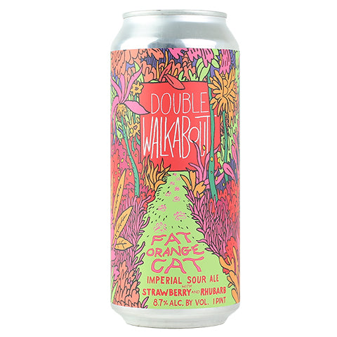 Fat Orange Cat Double Walkabout Strawberry Rhubarb Imperial Sour by Fat Orange Cat Brew Co, beer label