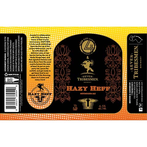 Seven Tribesmen Hazy Heff Hefeweizen Ale by 7 Tribesmen, beer label