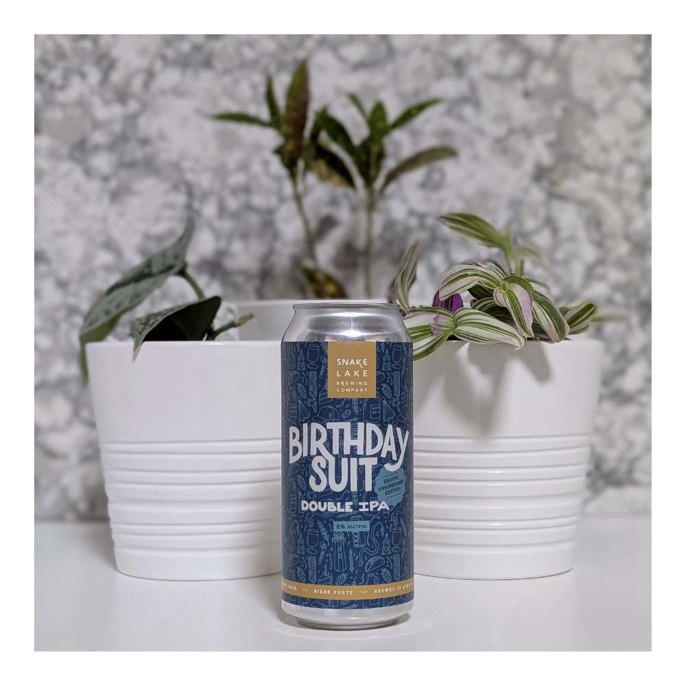 Birthday Suit Double IPA Eighth Anniversary Edition by Snake Lake Brewing Company, beer label