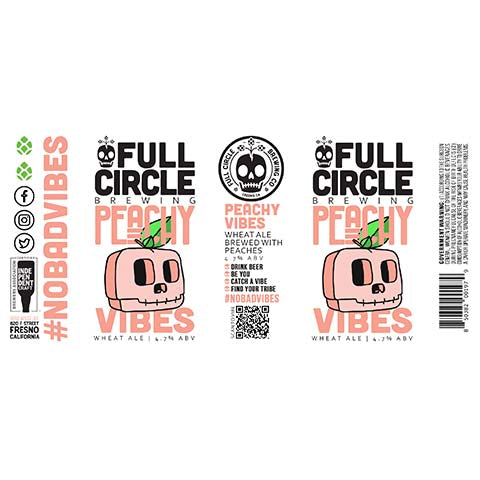 Full Circle Peachy Vibes Wheat Ale by Full Circle Brewing Co, beer label