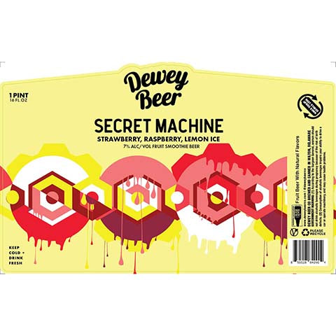 Dewey Beer Secret Machine (Strawberry, Raspberry, Lemon Ice) by Dewey Beer Co., beer label