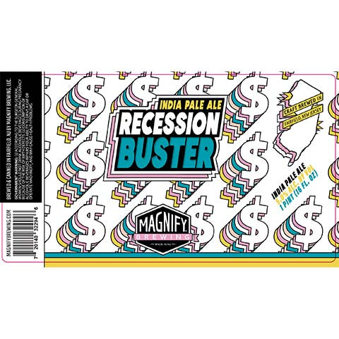 Magnify Recession Buster IPA by Magnify Brewing Company, beer label