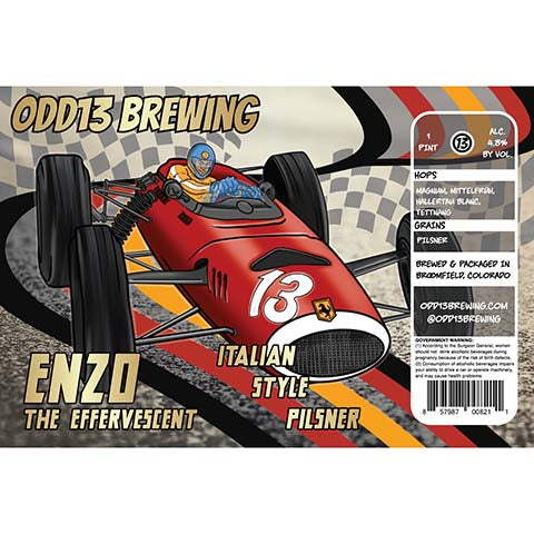 Odd13 Enzo The Effervescent Italian Pilsner by Odd13 Brewing, beer label
