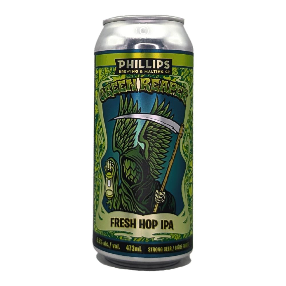 Green Reaper Fresh Hop IPA by Phillips Brewing Company, beer label