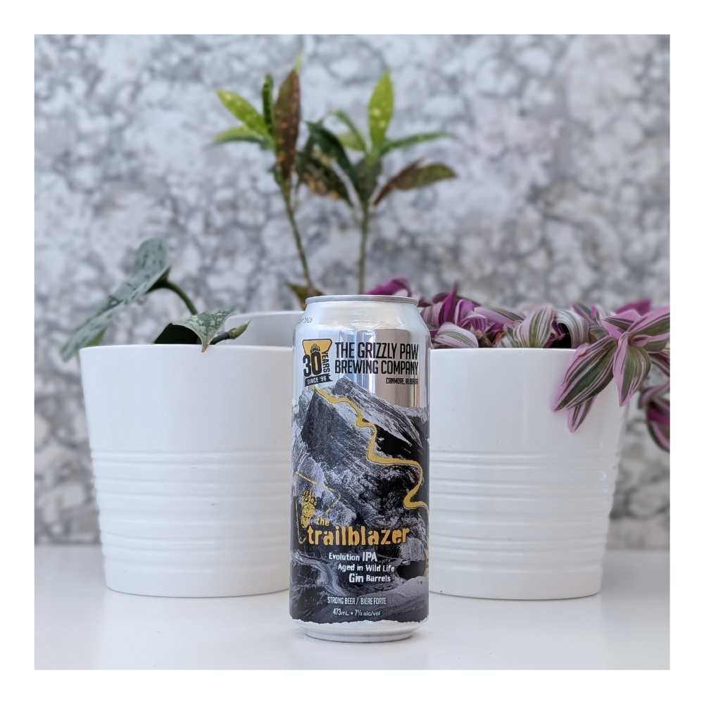 The Trailblazer Gin Barrel-Aged IPA by The Grizzly Paw Brewing Company, beer label