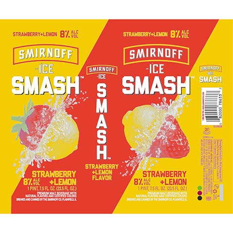 Smirnoff Ice Smash Strawberry + Lemon by Smirnoff, beer label