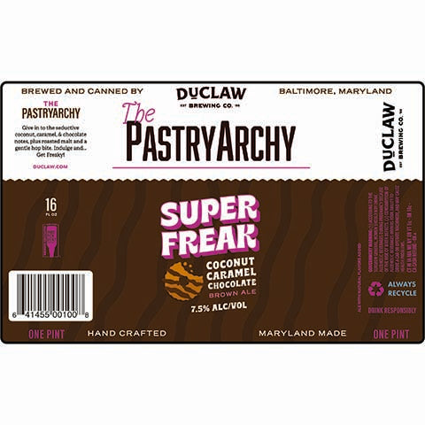 Duclaw The PastryArchy Super Freak Brown Ale by DuClaw Brewing Company, beer label