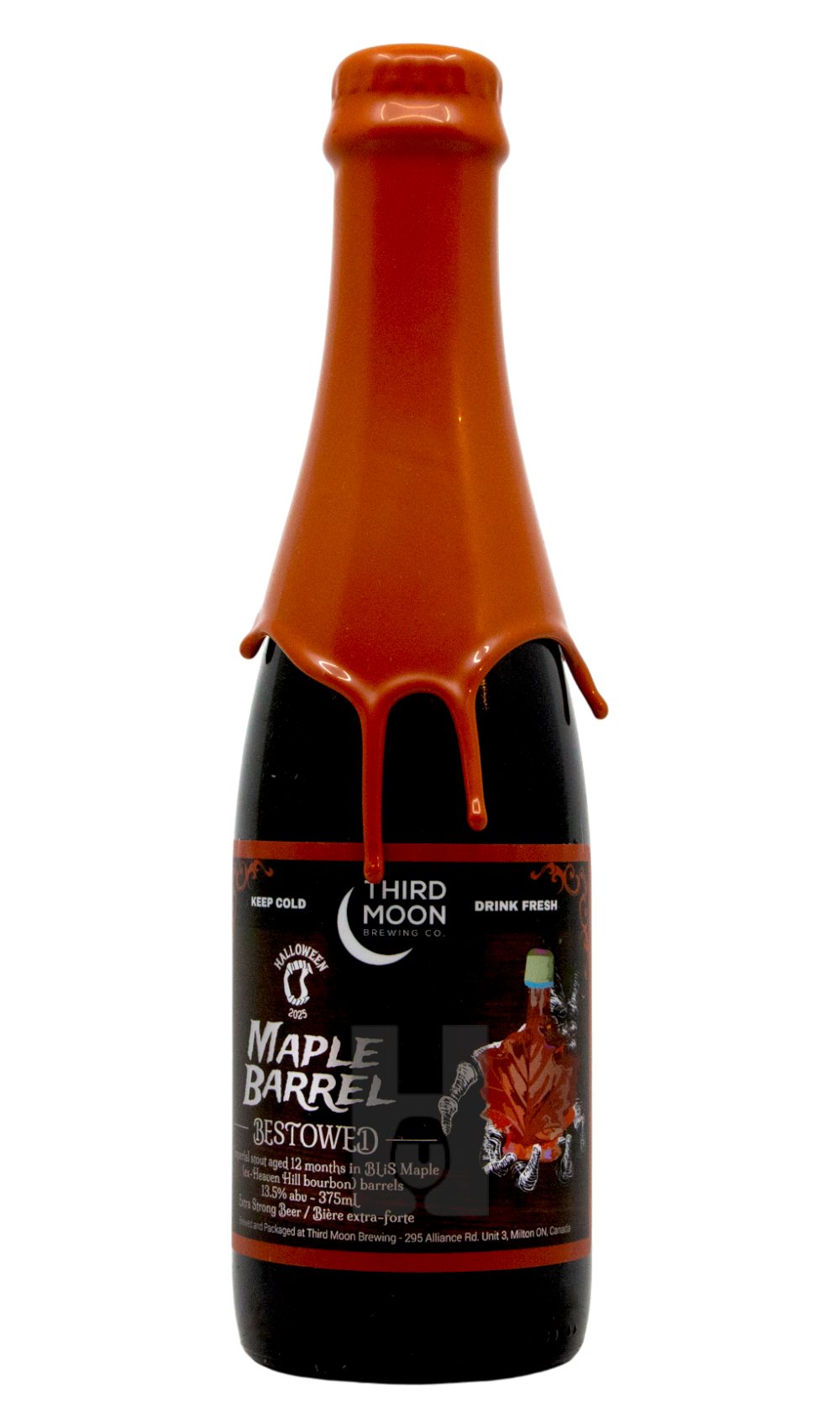 Third Moon Barrel Aged Bestowed - Maple Barrel (Halloween 2025) by Third Moon, beer label