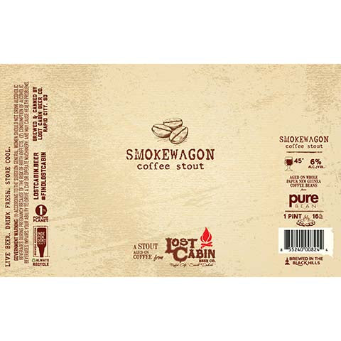 Lost Cabin Smokewagon Coffee Stout by Lost Cabin Beer Co., beer label