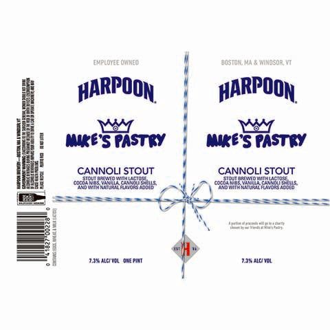 Harpoon Mike's Pastry Employee Owned Cannoli Stout by Harpoon Brewery, beer label