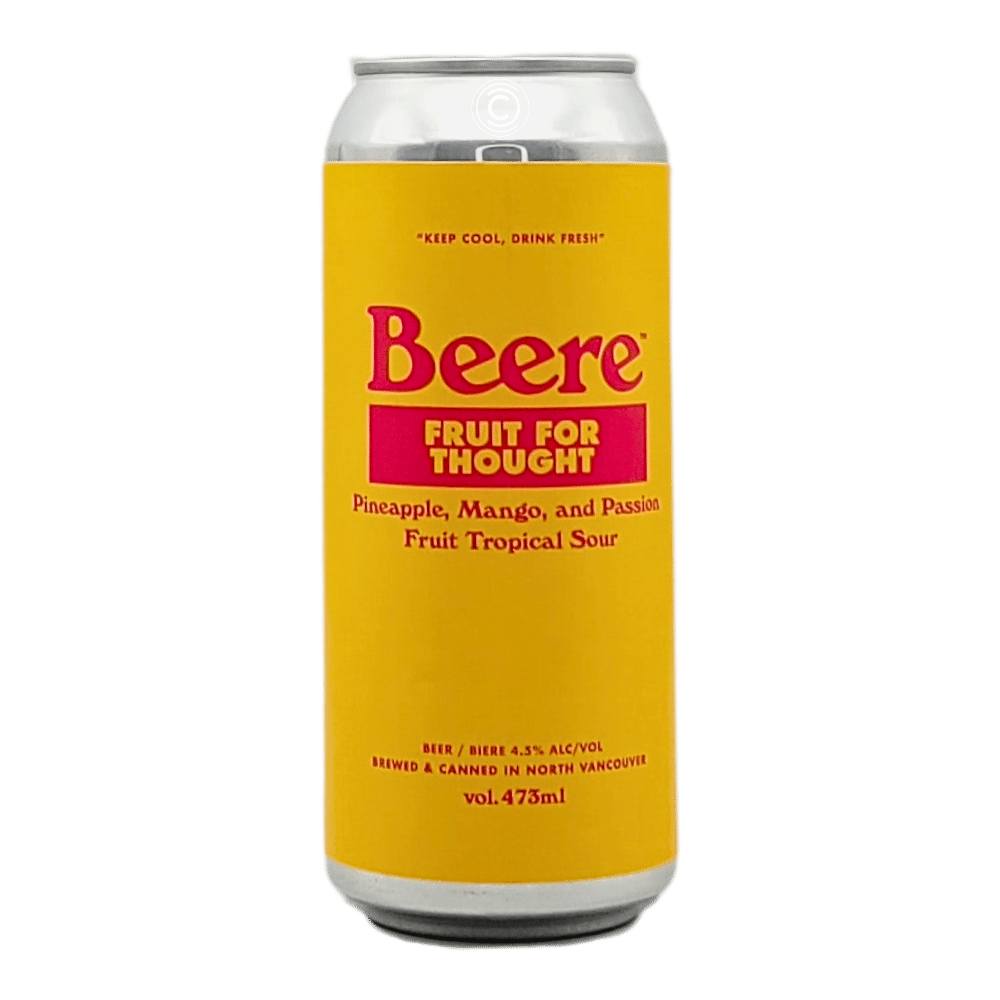 Fruit For Thought Pineapple, Mango, and Passion Fruit Tropical Sour by Beere Brewing Company, beer label