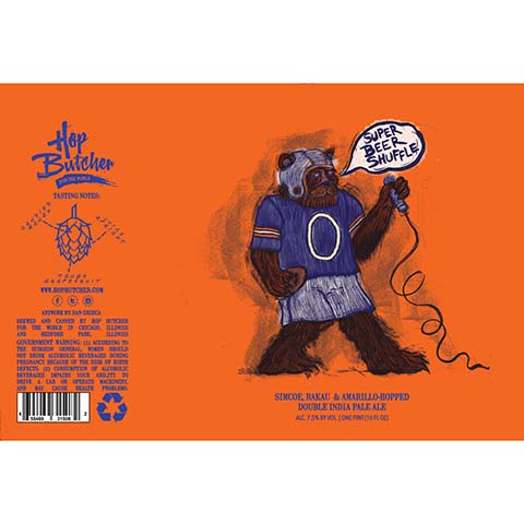 Hop Butcher Super Beer Shuffle DIPA by Hop Butcher For the World, beer label
