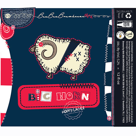 Baa Baa Big Horn Hoppy Lager by Baa Baa Brewhouse, beer label