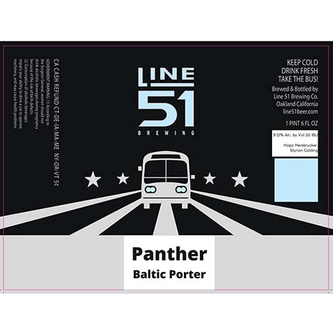 Line 51 Panther Baltic Porter by Line 51 Brewing Company, beer label