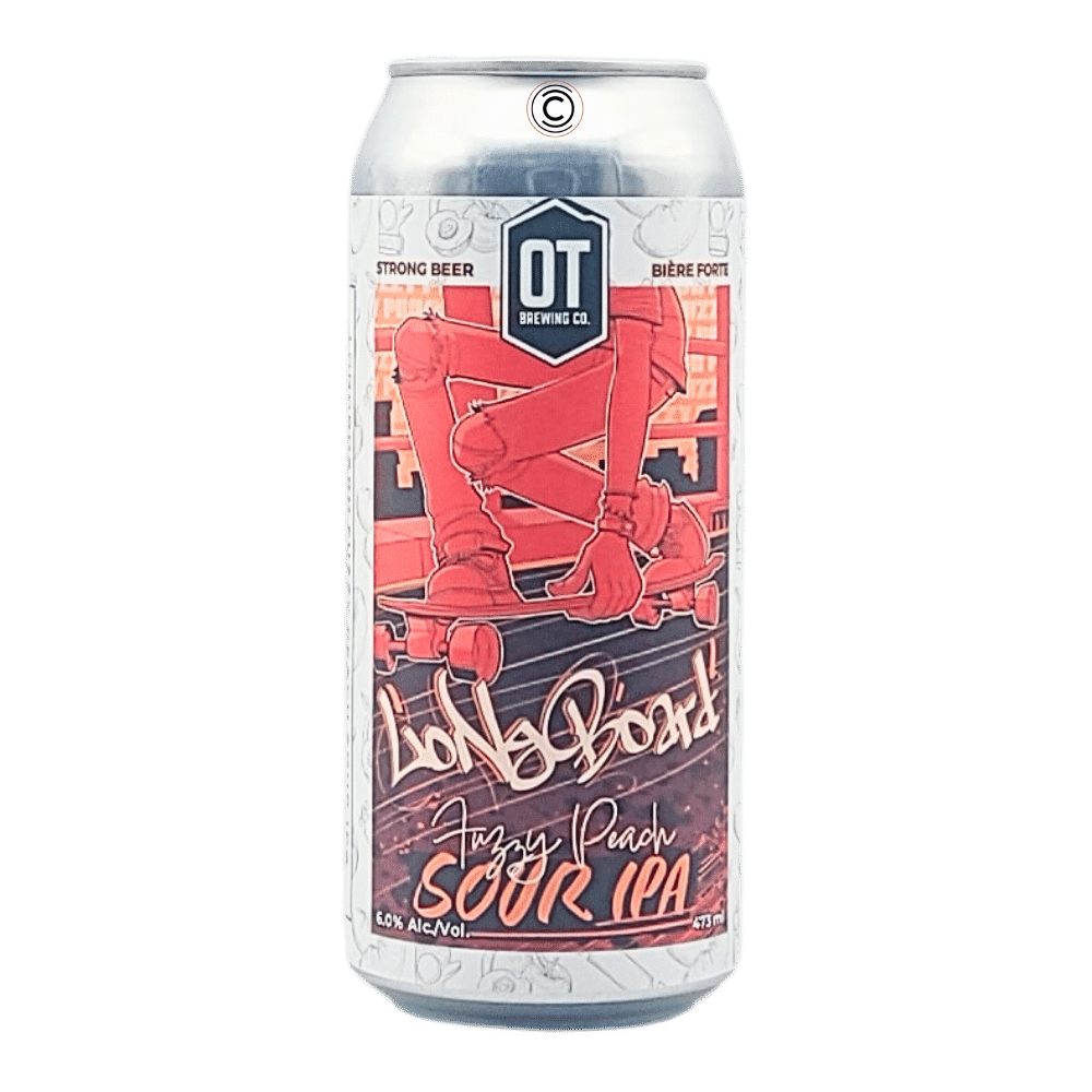 OT Brewing Company Longboard Fuzzy Peach Sour IPA by O.T Brewing Company, beer label