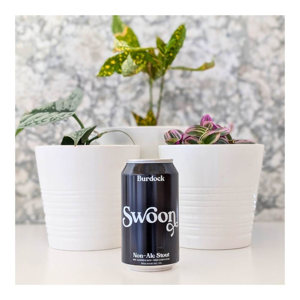 Swoon Non-Alc Stout by Burdock, beer label