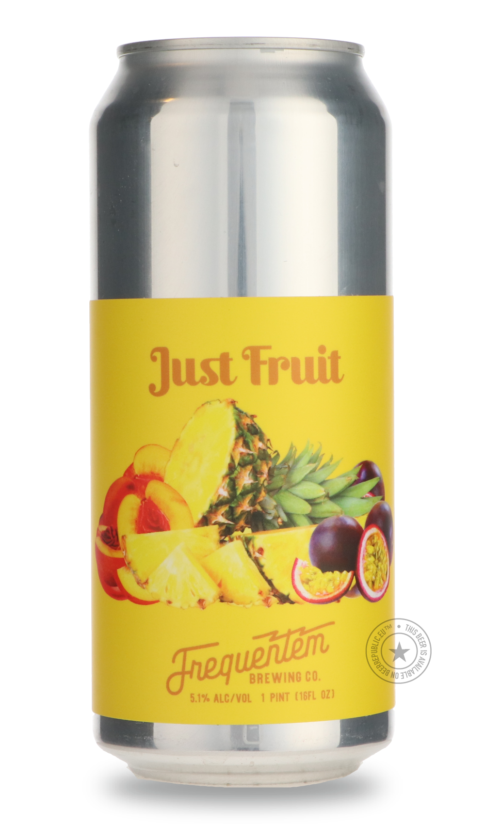 Just Fruit (Peach, Pineapple, Passionfruit) by Frequentem Brewing Co., beer label