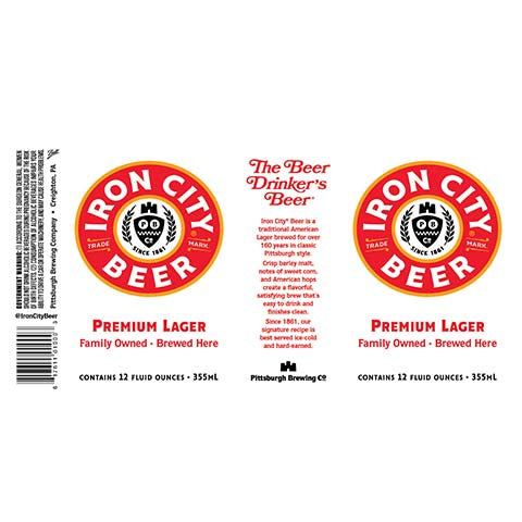 Pittsburgh Iron City Premium Lager by Pittsburgh Brewing Co, beer label