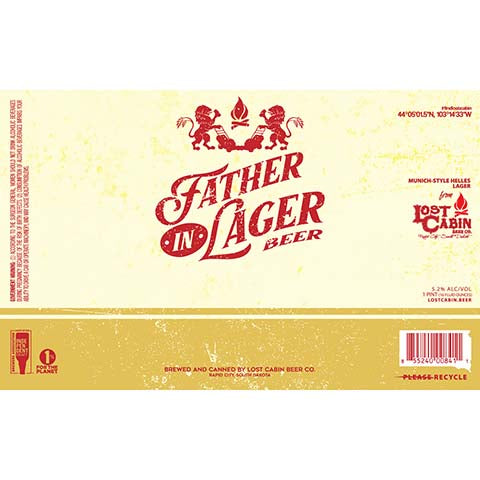 Lost Cabin Father in Lager by Lost Cabin Beer Co., beer label