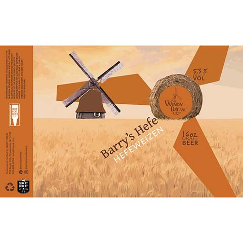 Windy Barry's Hefe by Windy Brew, beer label