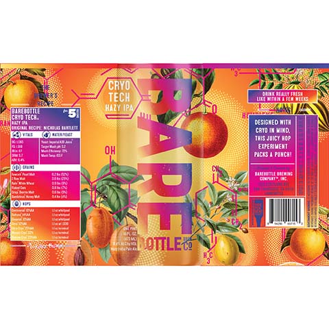 Barebottle Cryo Tech Hazy IPA by Barebottle Brewing Company, beer label