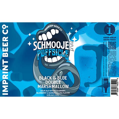Imprint Schmoojee Puffsicle Black & Blue Double Marshmallow Sour by Imprint Beer Company, beer label