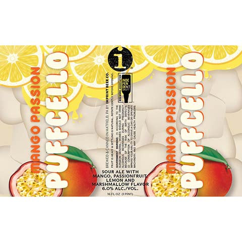 Imprint Beer Mango Passion Puffcello Sour Ale by Imprint Beer Company, beer label