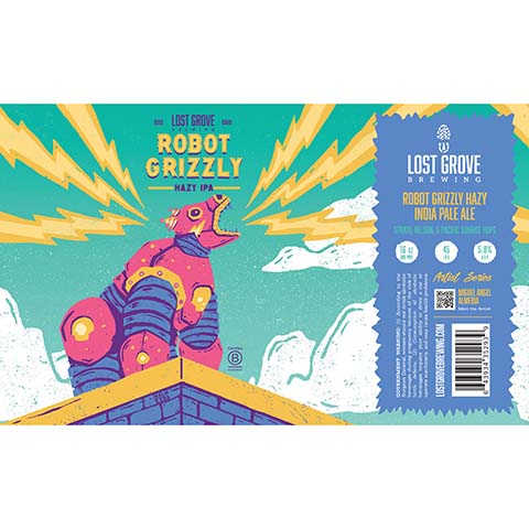 Lost Grove Robot Grizzly Hazy IPA by Lost Grove Brewing, beer label
