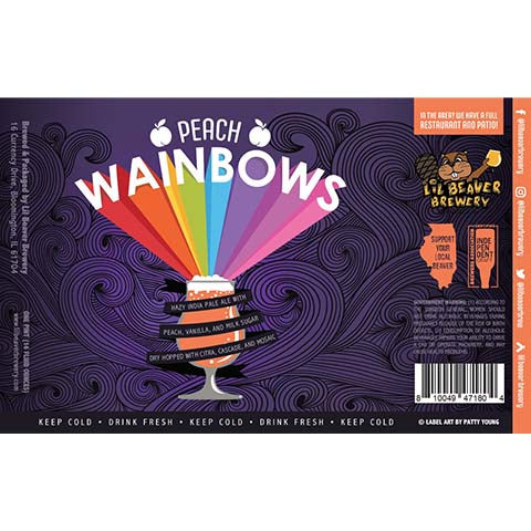 Lil Beaver Peach Wainbows Hazy IPA by Lil Beaver Brewery, beer label