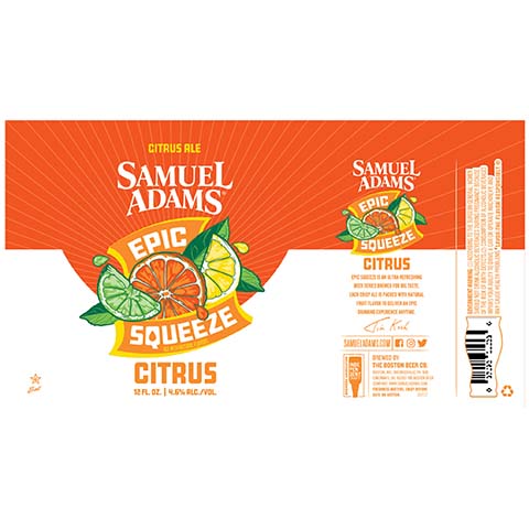 Samuel Adams Epic Squeeze Citrus Ale by Samuel Adams, beer label