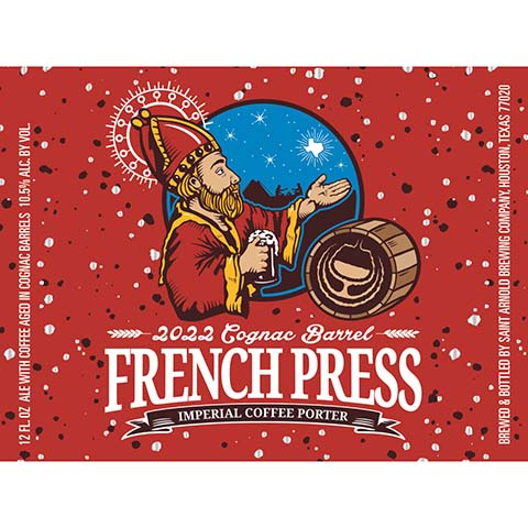 Saint Arnold Cognac Barrel French Press Imperial Coffee Porter by Saint Arnold Brewing Co, beer label