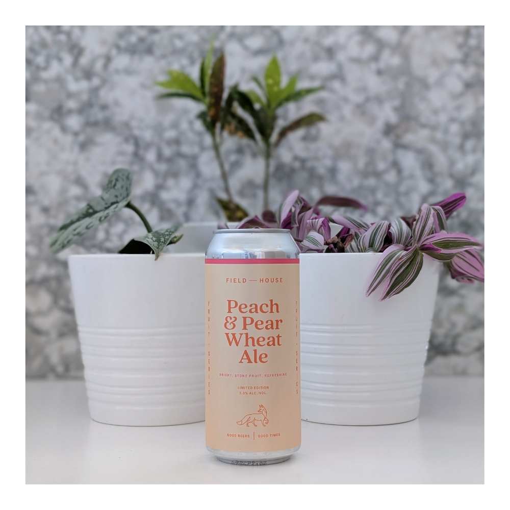 Peach & Pear Wheat Ale by Field House Brewing Co., beer label