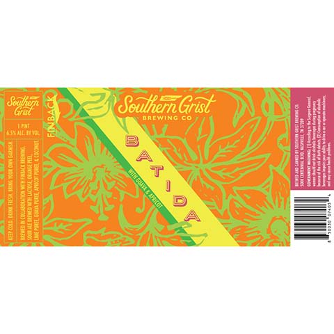 Southern Grist Batida with Guava & Apricot Sour Ale by Southern Grist Brewing Company, beer label