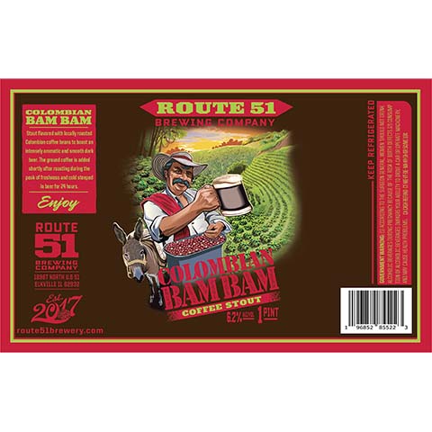 Route 51 Colombian Bam Bam Coffee Stout by Route 51 Brewing Company, beer label
