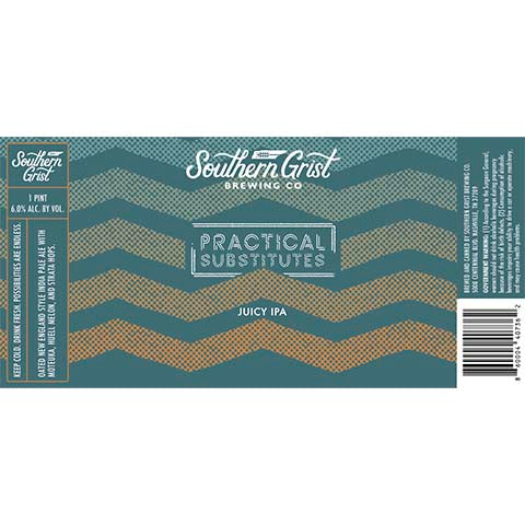 Southern Grist Practical Substitutes Juicy IPA by Southern Grist Brewing Company, beer label