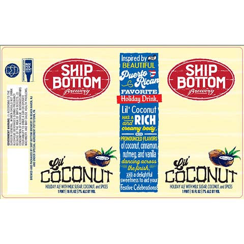 Ship Bottom Lil' Coconut Holiday Ale by Ship Bottom Brewery, beer label
