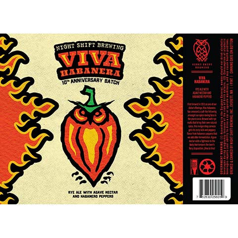Night Shift Viva Habanera Rye Ale by Night Shift Brewing, beer label
