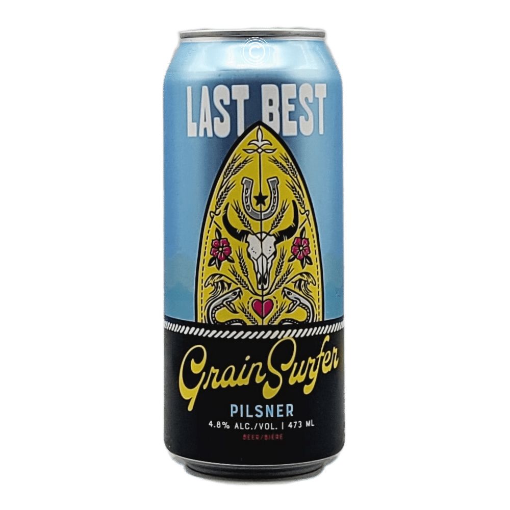 & Distilling Grain Surfer West Coast Pilsner by Last Best Brewing, beer label