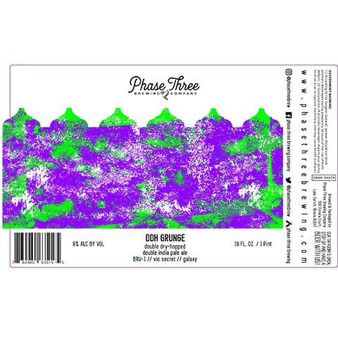 Phase Three DDH Grunge DIPA by Phase Three Brewing Company, beer label