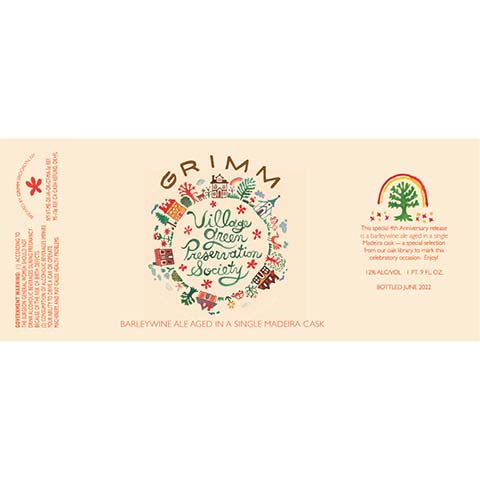 Grimm Village Green Preservation Society Barleywine Ale by Grimm Artisanal Ales, beer label