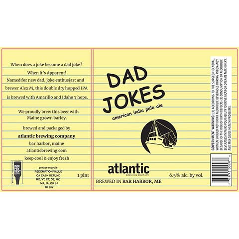 Atlantic Dad Jokes American IPA by Atlantic Brewing Co, beer label