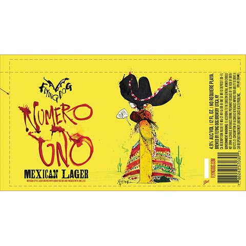 Flying Dog Numero Uno Lager by Flying Dog Brewery, beer label