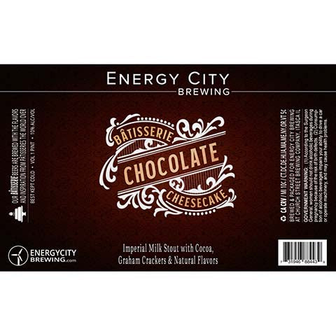 Energy City Batisserie Chocolate Cheesecake Imperial Milk Stout by Energy City Brewing, beer label