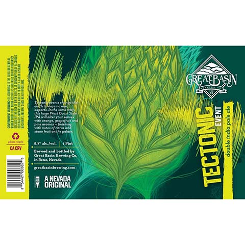 Great Basin Tectonic Event DIPA by Great Basin Brewing Co, beer label